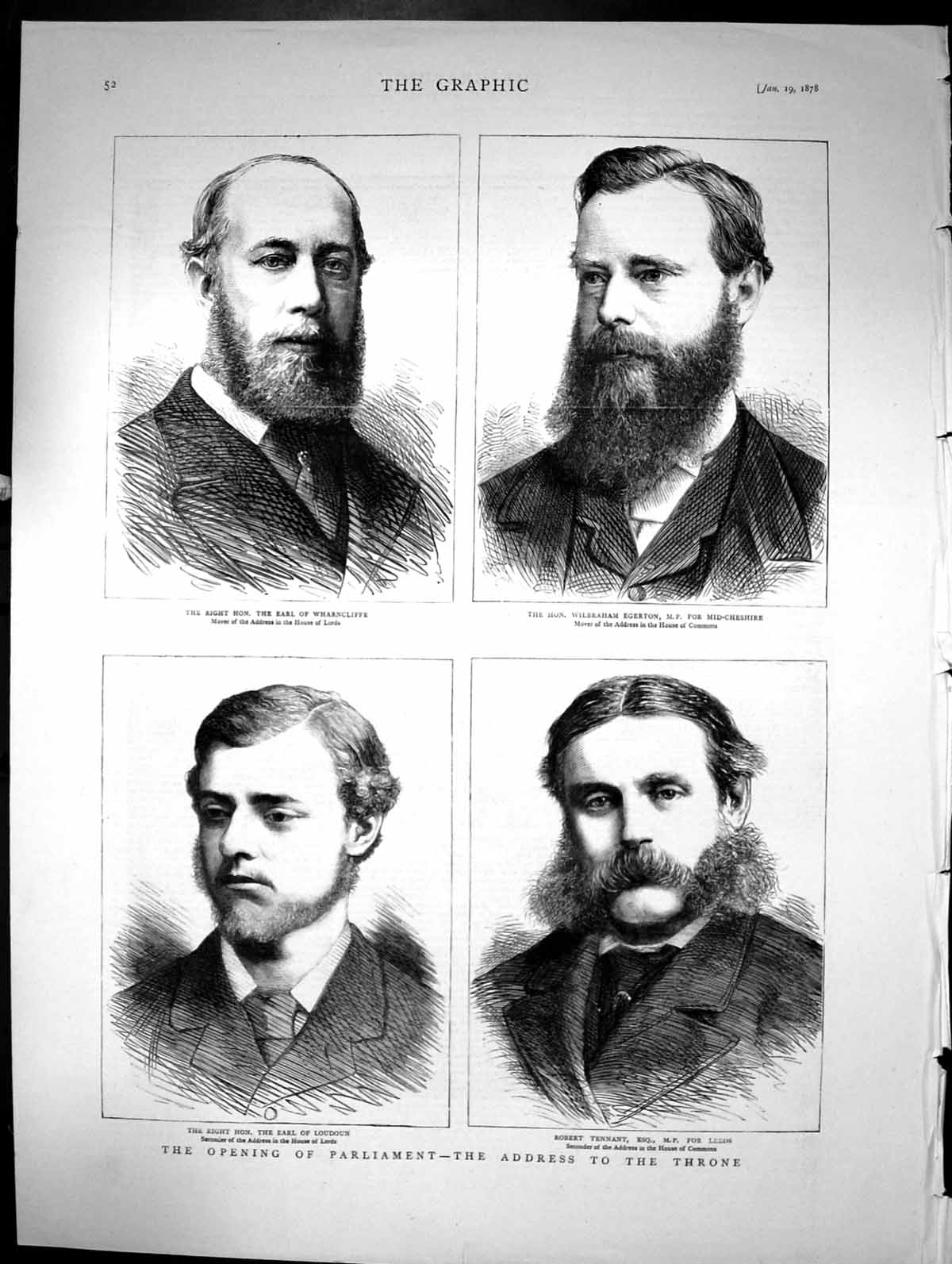 Old Antique Print Opening Parliament Address To Throne House Commons 1878 19th