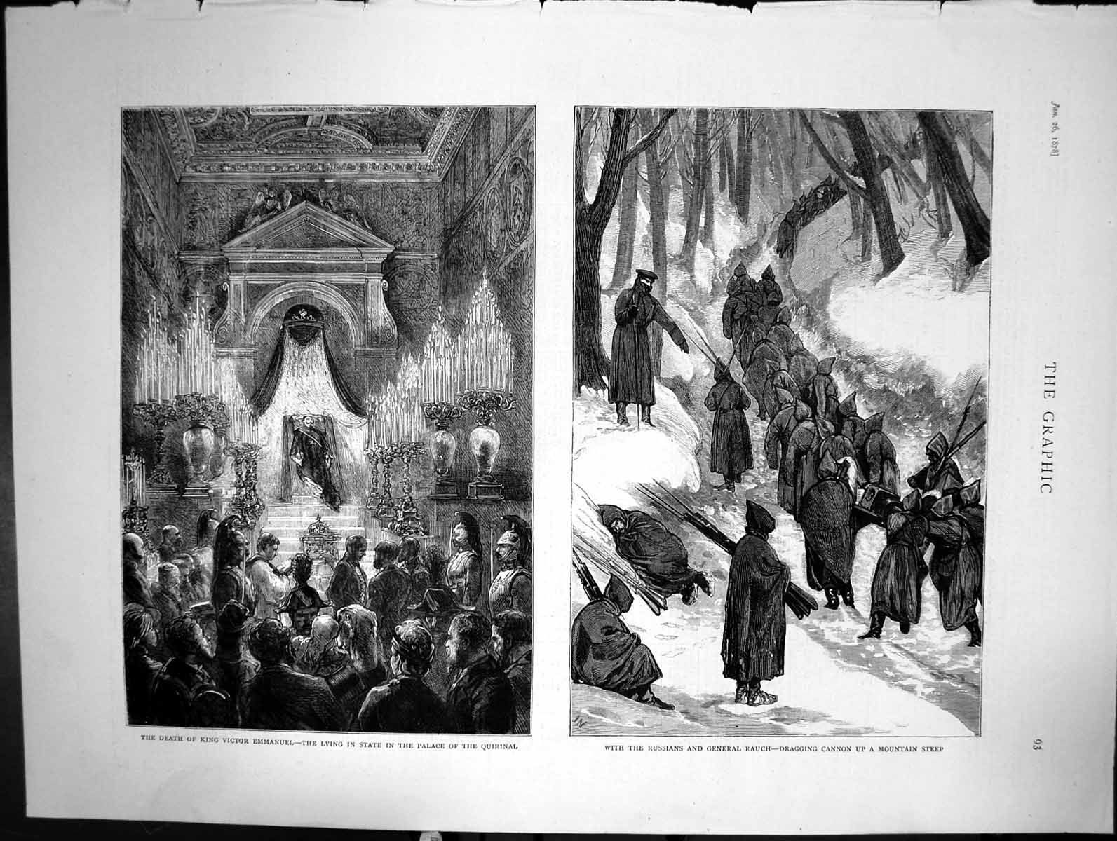 Antique Print Death King Victor Emmanuel Lying In State Russians Rauch 1878