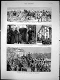Old Antique Print Funeral Comte De Chambord Indian Horse Fair Muttra 1883 19th