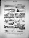 Antique Print Sketches On Meuse Between Namur And Givet Harwich Namur 1883 19th
