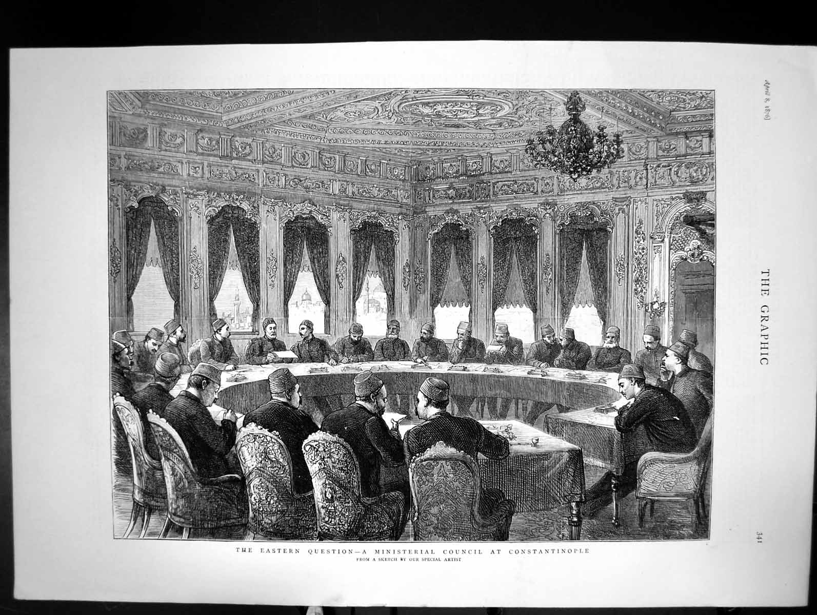 Old Print The Eastern Question A Ministerial Council Constantinople 1876 19th