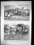Antique Old Print The Greek Turkish War Greek Insurgents Hing Up Train 1897
