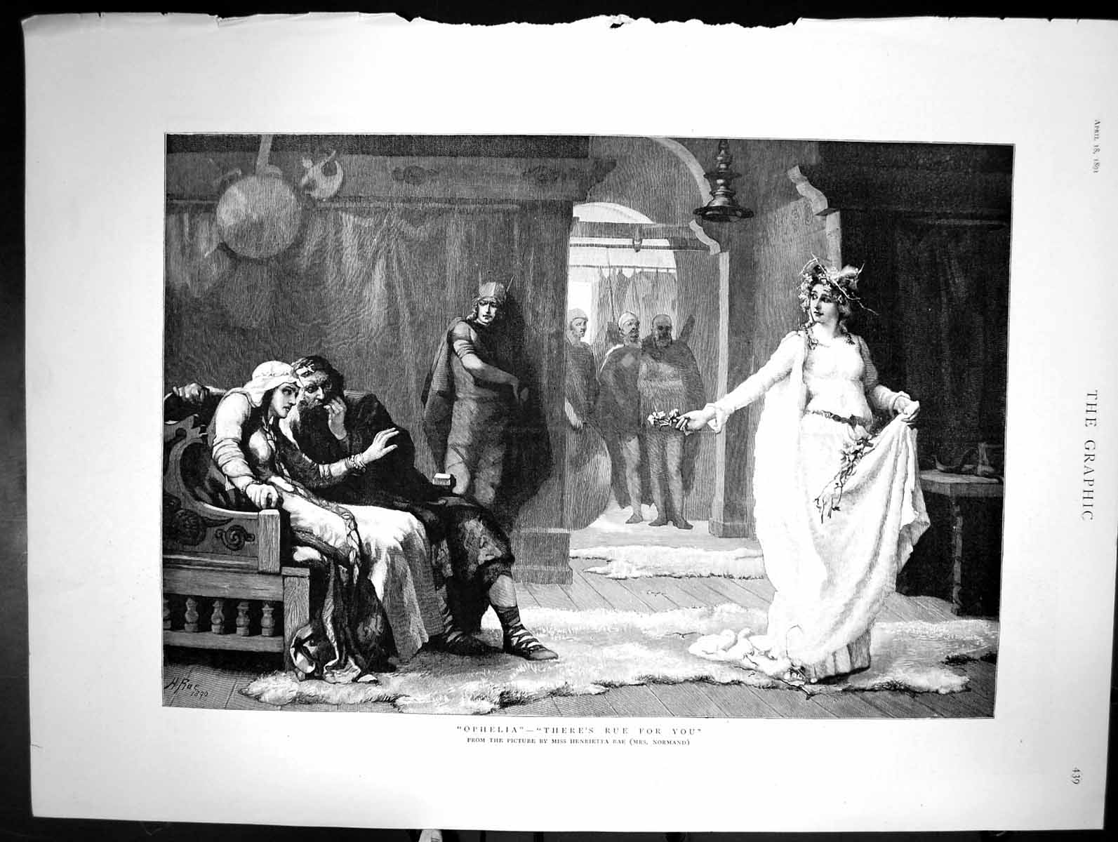 Old Ophelia There'S Rue For You Picture By Henrietta Rae Normand 1891 Victorian
