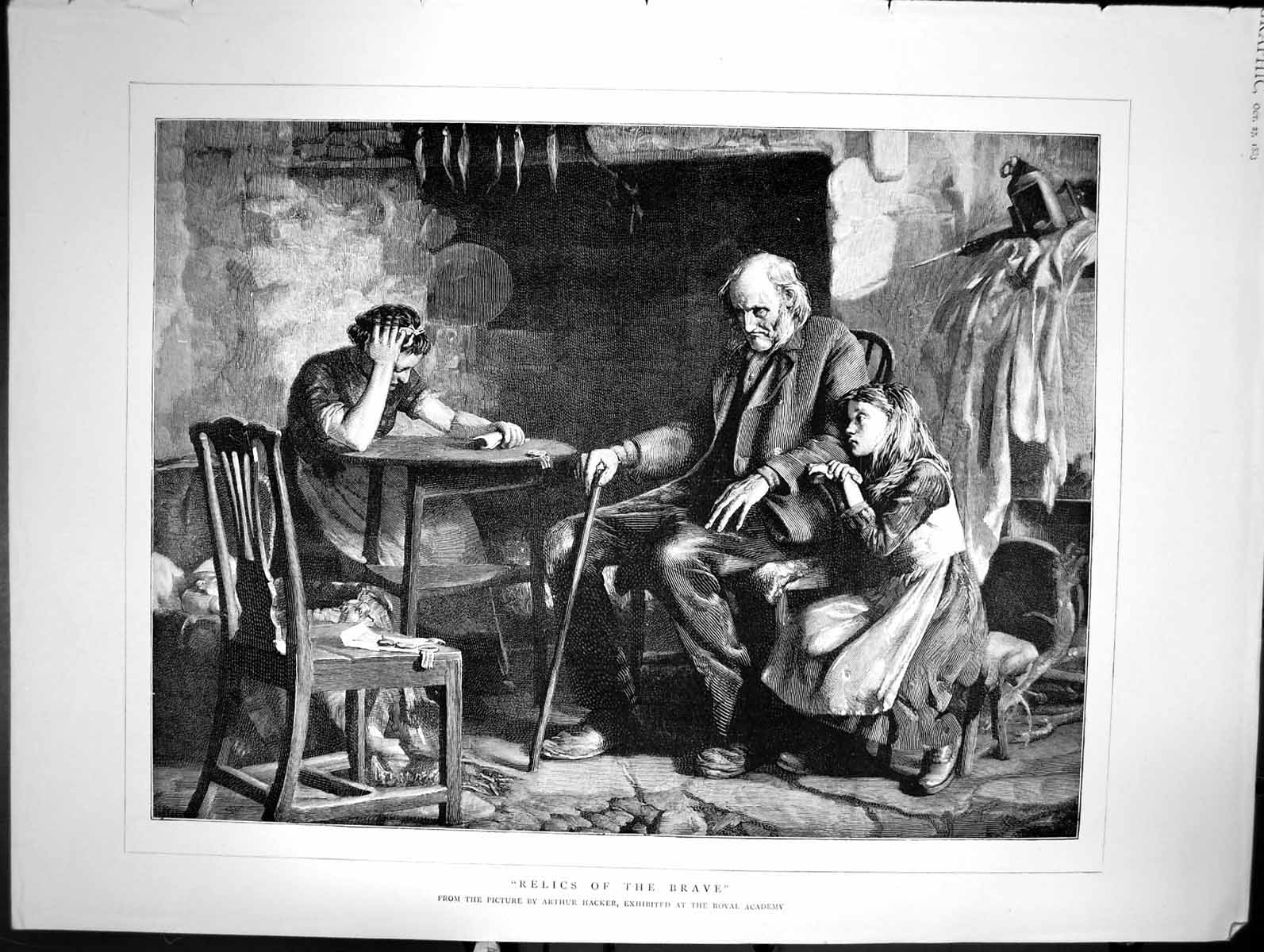 Antique Print Relics The Brave Picture By Arthur Hacker Royal Academy 1883 19th