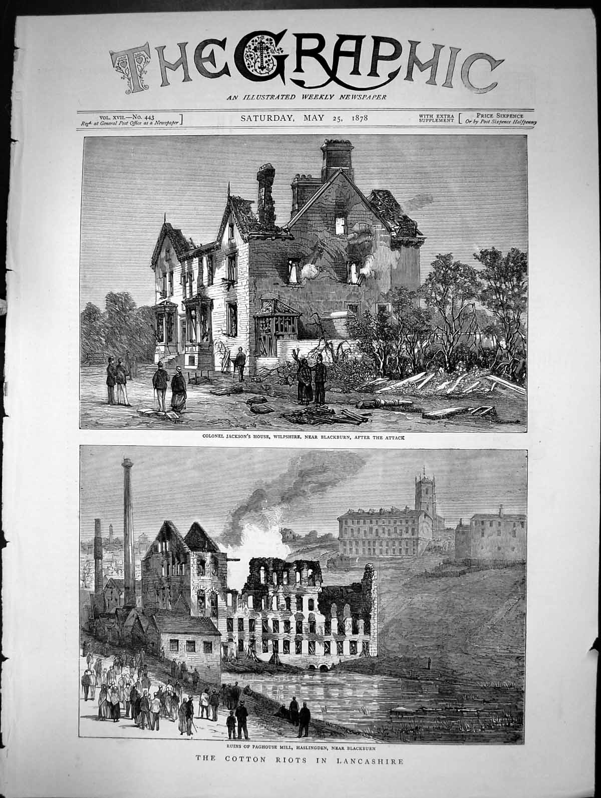 Old Cotton Riots In Manchester Colonel Jackson House Ruins Mill 1878 Victorian