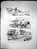Antique Print Sketches At A Deer Hunt On Exmoor By Randolph Caldecott 1882 19th