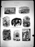 Old Print Thousand Miles Up Nile Sphinx Pyramid Carpet Bazaar Cairo 1877 19th