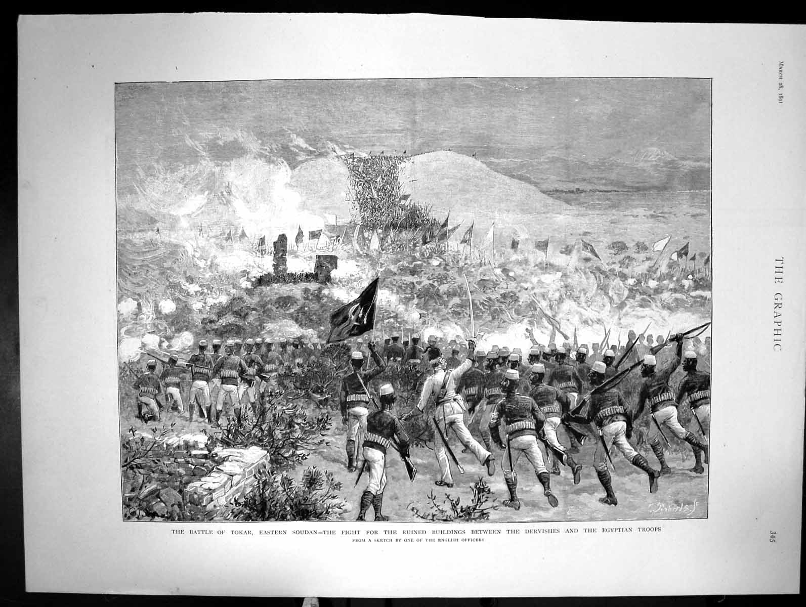 Old Battle Tokar Eastern Soudan Fight Dervishes Egyptian Troops 1891 Victorian