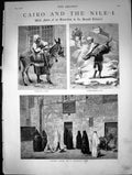 Old Print Cairo And The Nile Women Going To Turkish Bath Donkey Boy 1880 19th