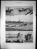 Old Print New Egyptian Army Review Before The Khedive At Cairo Egypt 1883 19th