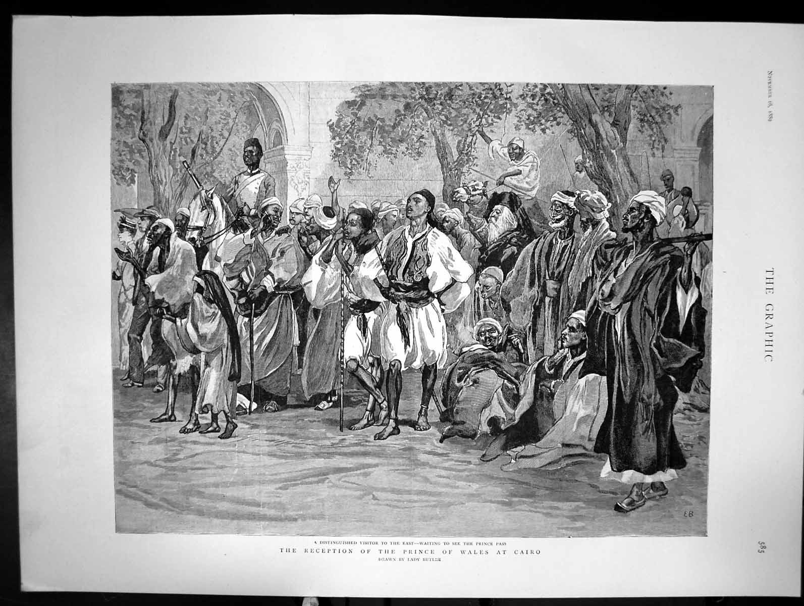 Old Antique Print Reception The Prince Wales At Cairo Egypt Visiting 1889 19th