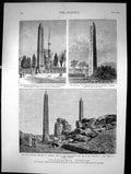 Old Cleopatras Needle Two Standing Obelisks Karnak Queen Hatasu 1878 Victorian
