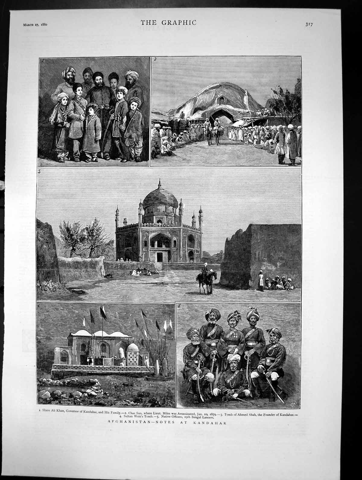 Old Afghanistan Notes At Kandahar Native Officers Bengal Lancers 1880 Victorian