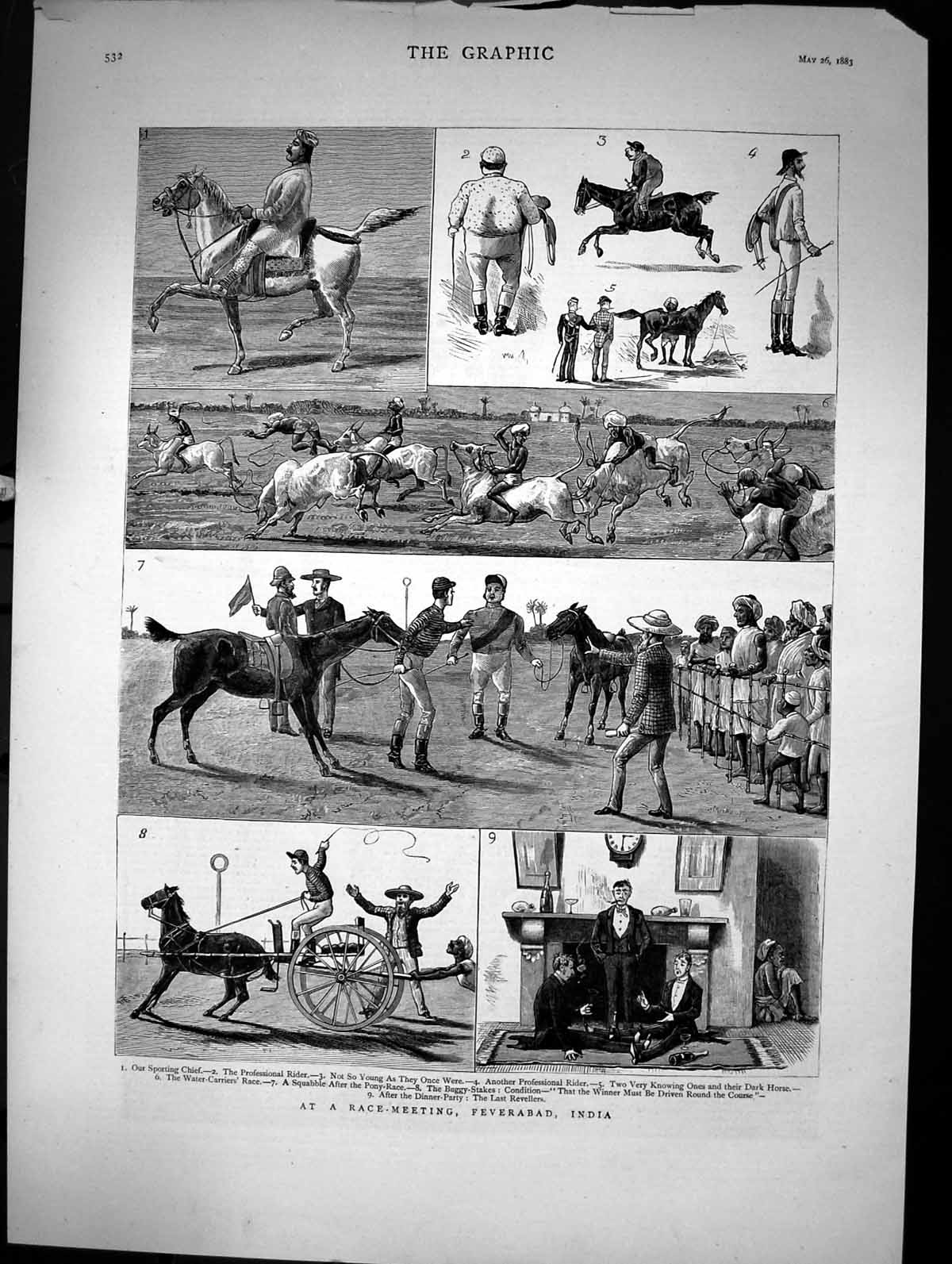 Old At Race Meeting Feverabad India Horse Racing Sporting Chief 1883 Victorian