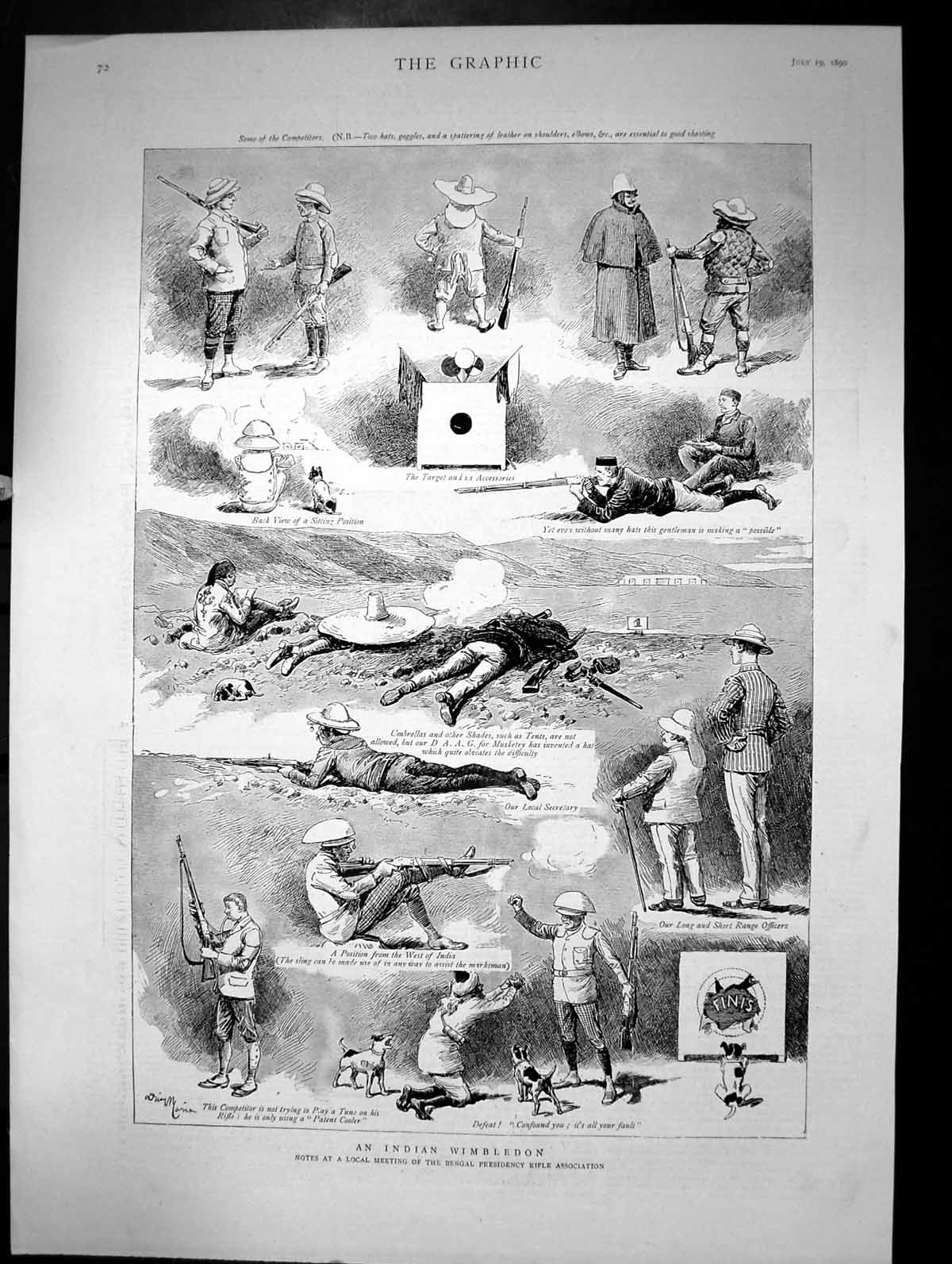 Antique Print An Indian Wimbledon Bengal Presidency Rifle Association 1890 19th