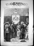 Antique Old Print Empress India Viceroy Maharajah Scindiah Gwalior Queen 1877