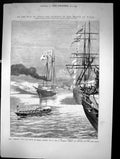 Antique Old Print On Way To India Journey Prince Wales On The Osborne 1875 19th