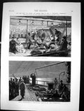 Antique Print On Way To India On Board Steamer Sumatra Evening Concert 1875