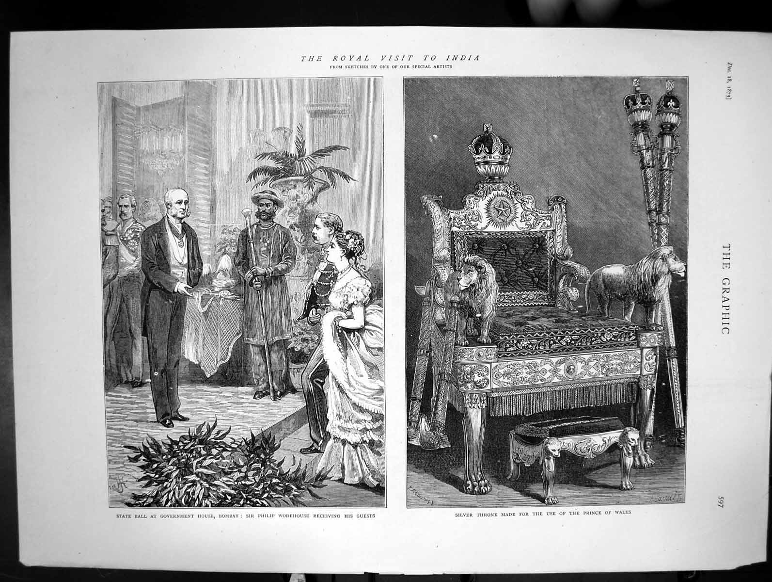 Old Royal Visit To India State Ball Bombay Sir Philip Wodehouse 1875 Victorian