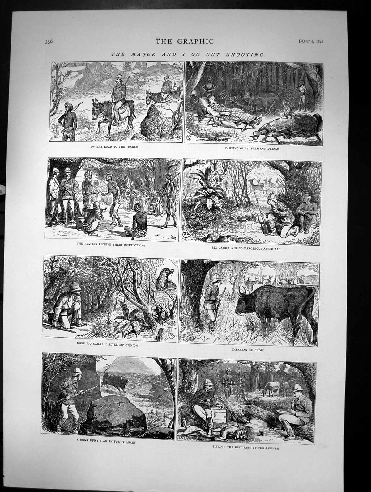 Old The Major And I Go Out Shooting Jungle Bison Run Camp Beater 1876 Victorian