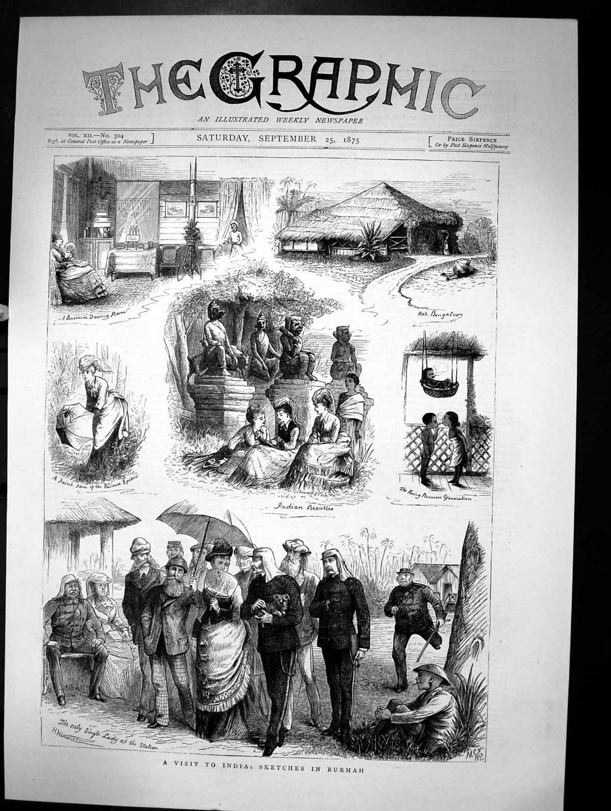 Old Visit To India Sketches In Burmah Indian Woman Drawing Room 1875 Victorian