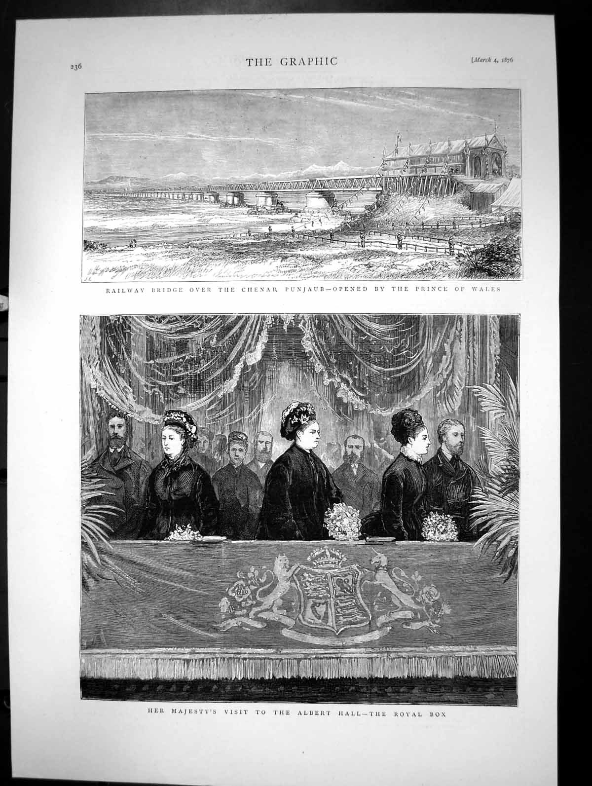 Old Her Majesty'S Visit To Albert Hall The Royal Box Railway India 18 Victorian