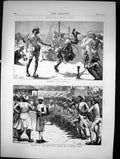 Old Sketch From India Tumblers And Jugglers Troops Native State 1872 Victorian
