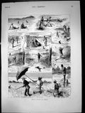 Old Antique Print Small Sport In India Tiger Hunting Hare Lies Dead 1882 19th