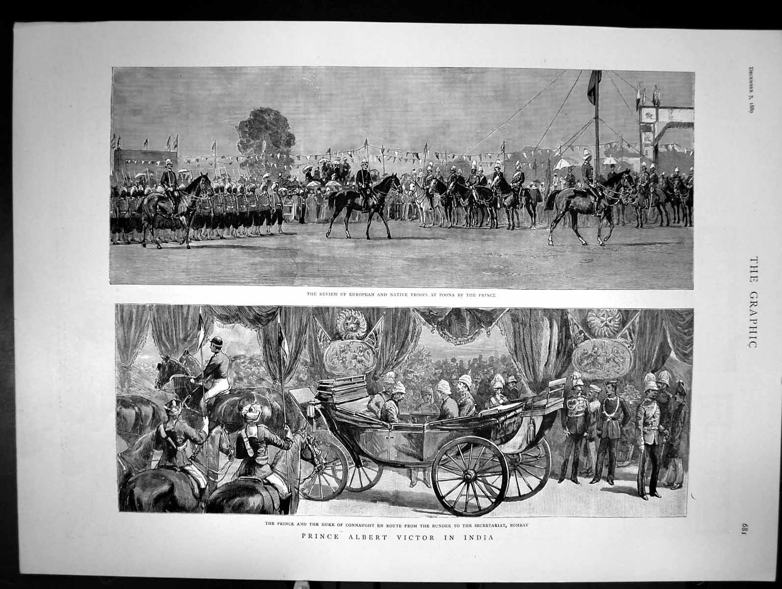 Old Prince Albert Victor In India Review European Native Troops 1889 Victorian