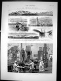 Old Print On Way To India A Cafe Chantant Ismailia Mountains Red Sea 1875 19th