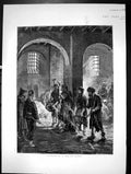 Antique Old Print Interior A Convict Prison Suez Canal Prisoners India Sketch