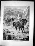 Old Print Halt Horse Artillery Taking Up Position Mouth Defile India 1891 19th