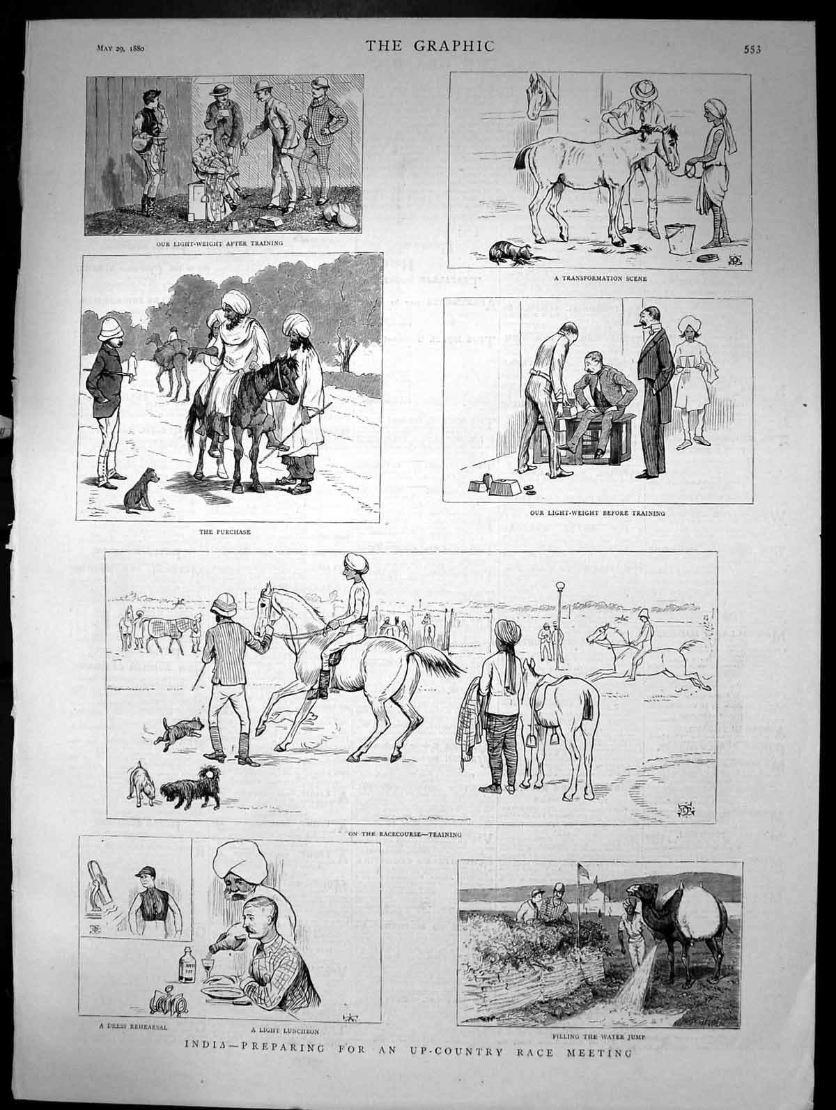 Old India Preparing For An Up-Country Race Meeting Horseracing 1880Victorian
