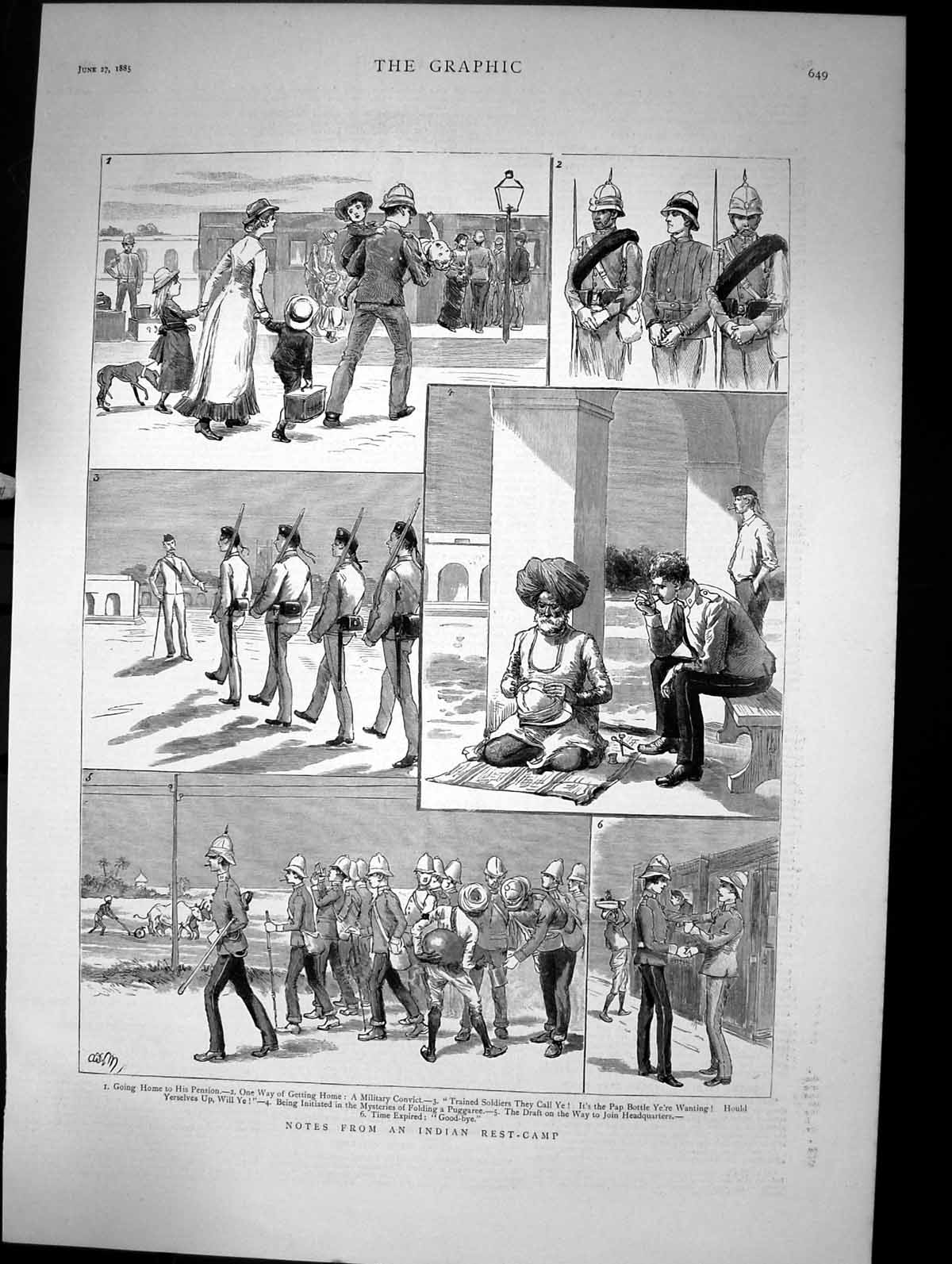 Old Notes From An Indian Rest-Camp Military Convict Camp Sketch 1885 Victorian