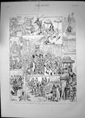 Antique Old Print Procession Mohurrum Festival Hyderabad India Camels 1890 19th