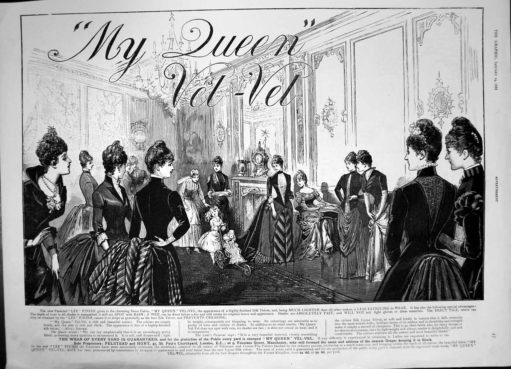 Old My Queen Vel-Vel Dress Fabric Drapes Like Velvet No Creases 1888 Victorian
