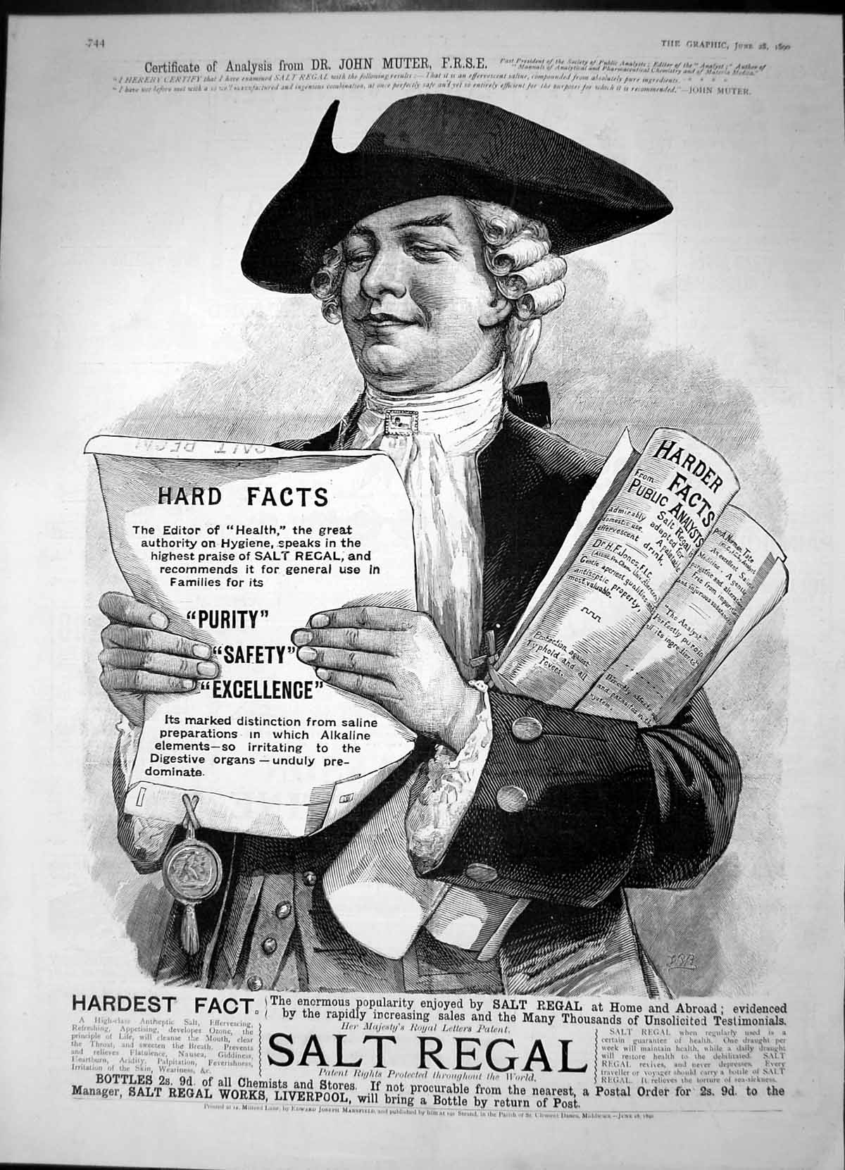 Antique Old Print Salt Regal Purity Safety Excellence Guarantee Health 1890