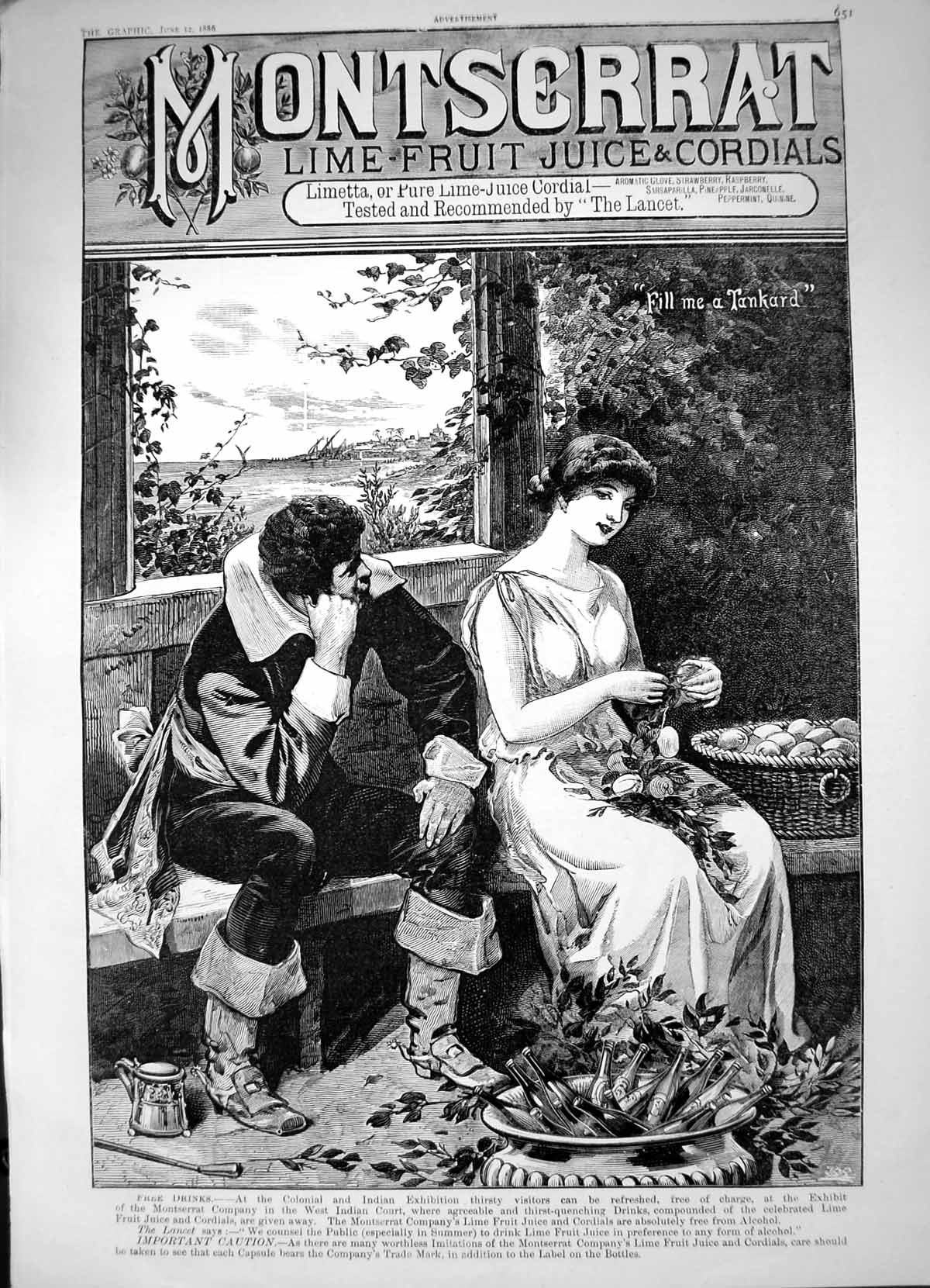 Antique Print Montserrat Lime Fruit Juice Cordials Recommended Lancet 1886 19th