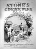 Antique Old Print Stones Ginger Wine Draught First Class Taverns Bars 1892 19th