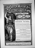 Original Old Antique Print Dr Carter Moffats Feather Weight Electric Belt 1893