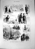 Original Old Antique Print Church Congress Wakefield Working Mans Meeting 1886