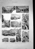 Antique Old Print Sketches New Railway Brunig Pass Switzerland Brienz 1888 19th