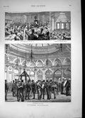 Antique Old Print Liverpool Exchange News Rooms Art Club Free Library 1877 19th