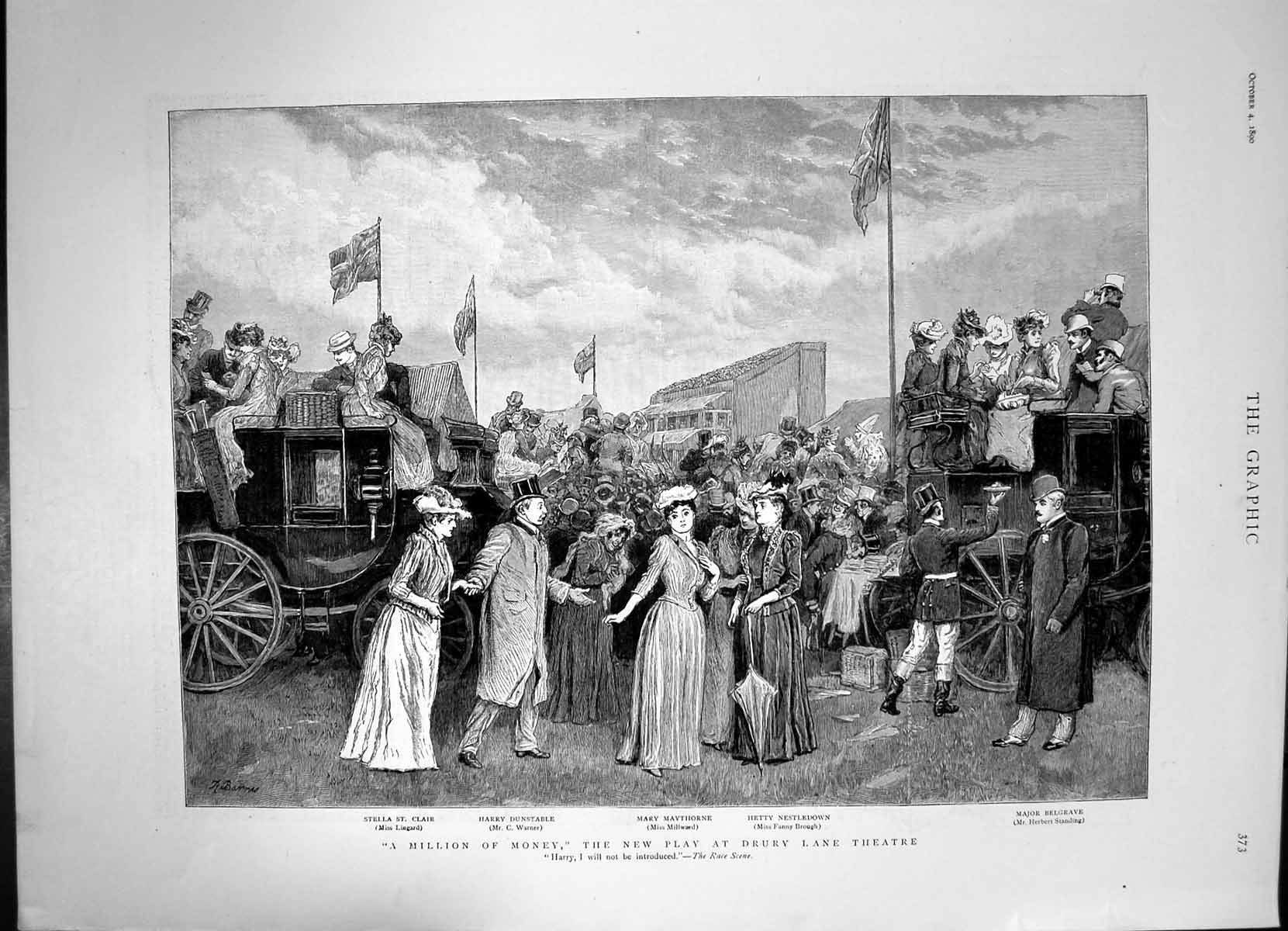 Antique Print Million Money New Play Drury Lane Theatre Mary Maythorne1890 19th