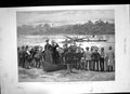 Original Old Antique Print Obstacle Race Canoes River Auckland New Zealand 1888