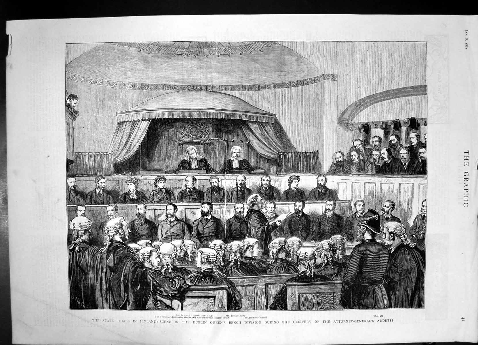 Old Print State Trials Ireland Dublin Queens Bench Division Address 1881 19th