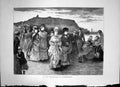 Original Old Antique Print Group People Wheelchair Promenade Scarborough 1870