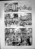 Antique Old Print Homburg Villa Imperiale Stahl Louise Elizabeth Springs1890