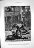 Antique Old Print Wandering Heir Mulatto James Fight Christina Window 1872 19th