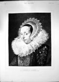 Antique Old Print Portrait Woman Franz Hals Louvre Lace Headgear Collar 1890